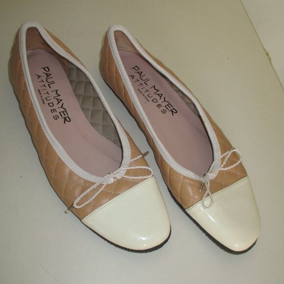 Paul Mayer Attitudes Womens Tan Quilted Ballet Flat NWOB - Size 8.5M - Picture 1 of 8